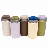 Mason Jar Lifestyle 24oz Pint & Half Glass Water Bottle Travel Tumbler with Silicone Sleeve & Drinking Lid (Neutrals)