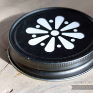 Vintage pewter daisy lid for Mason jars side