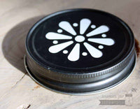 Vintage pewter daisy lid for Mason jars side