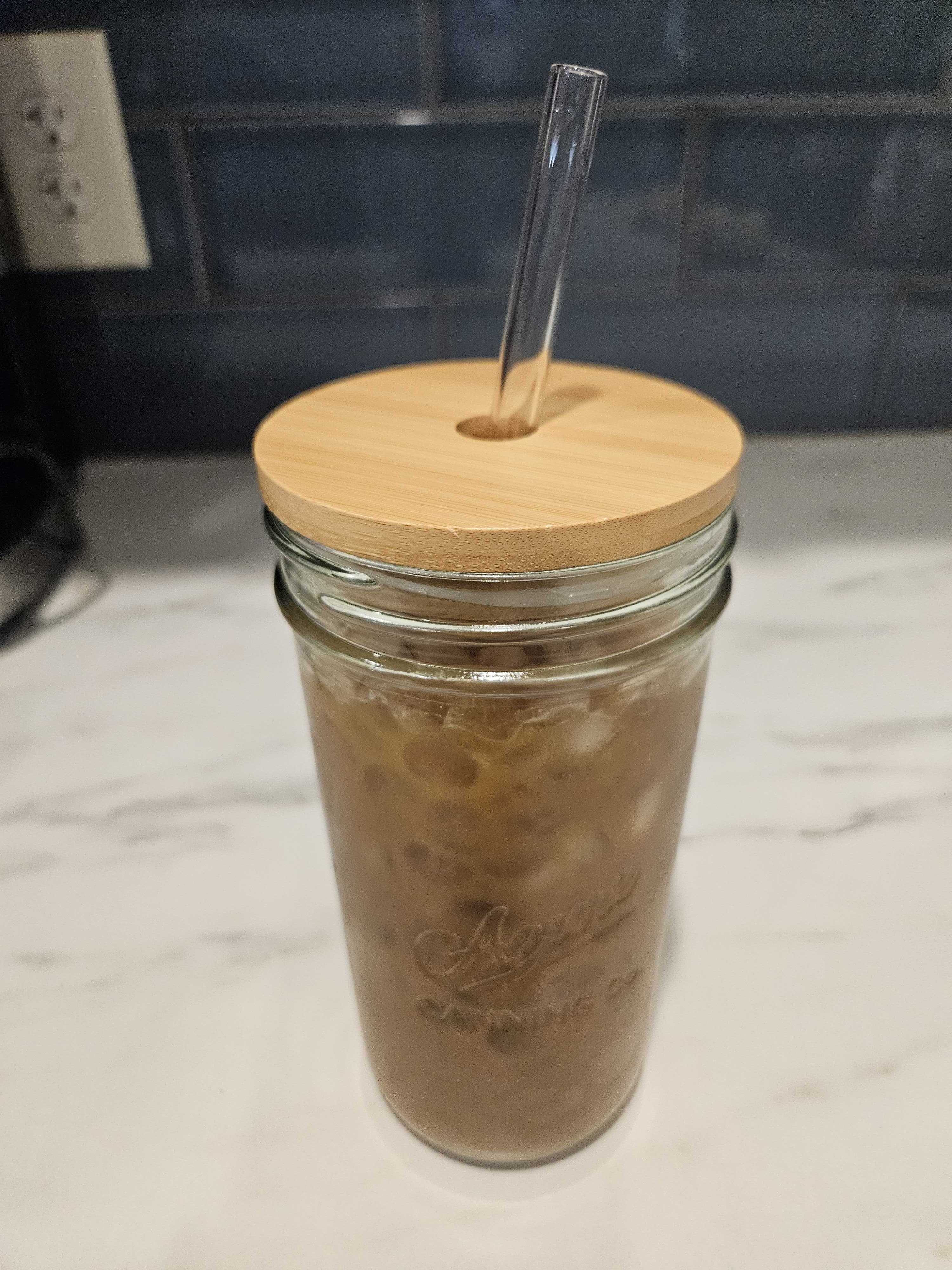 Pint & Half 24oz Glass Water Bottle with Bamboo Lid Travel Tumbler