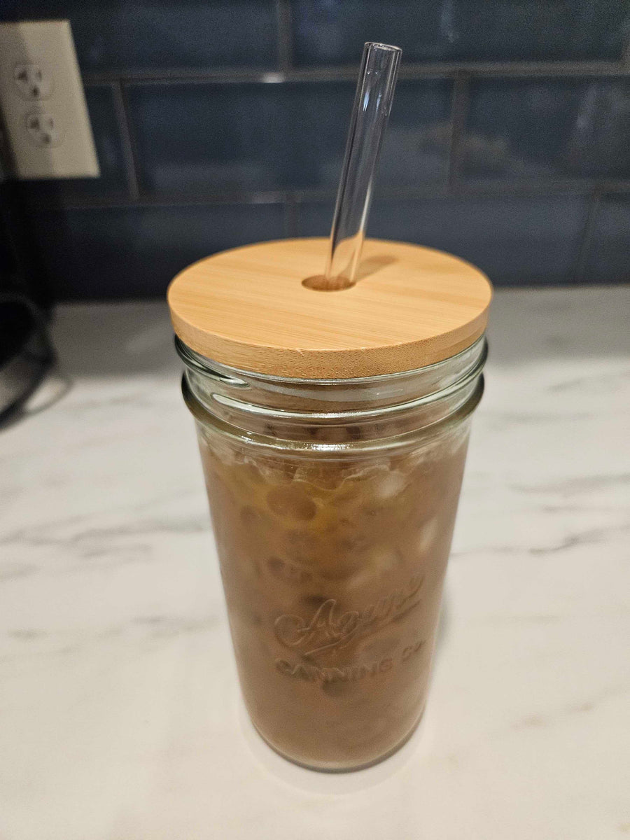 Pint & Half 24oz Glass Water Bottle with Bamboo Lid Travel Tumbler