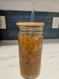 Pint & Half 24oz Glass Water Bottle with Bamboo Lid Travel Tumbler