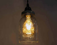 Mason Jar Dimmable Pendant Light Complete Kit with Hand Cut Jar