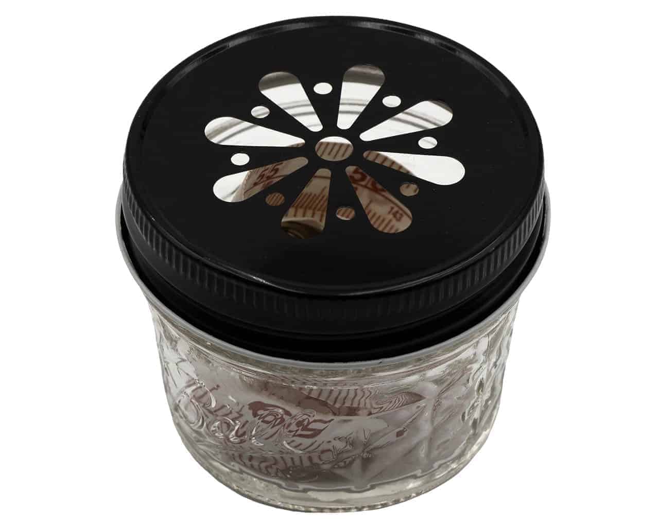 black-daisy-lid-regular-mouth-4oz-mason-jar-made-in-usa-tape-measure