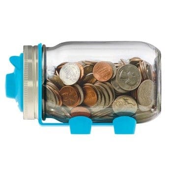 Jarware blue piggy bank for regular mouth pint jars