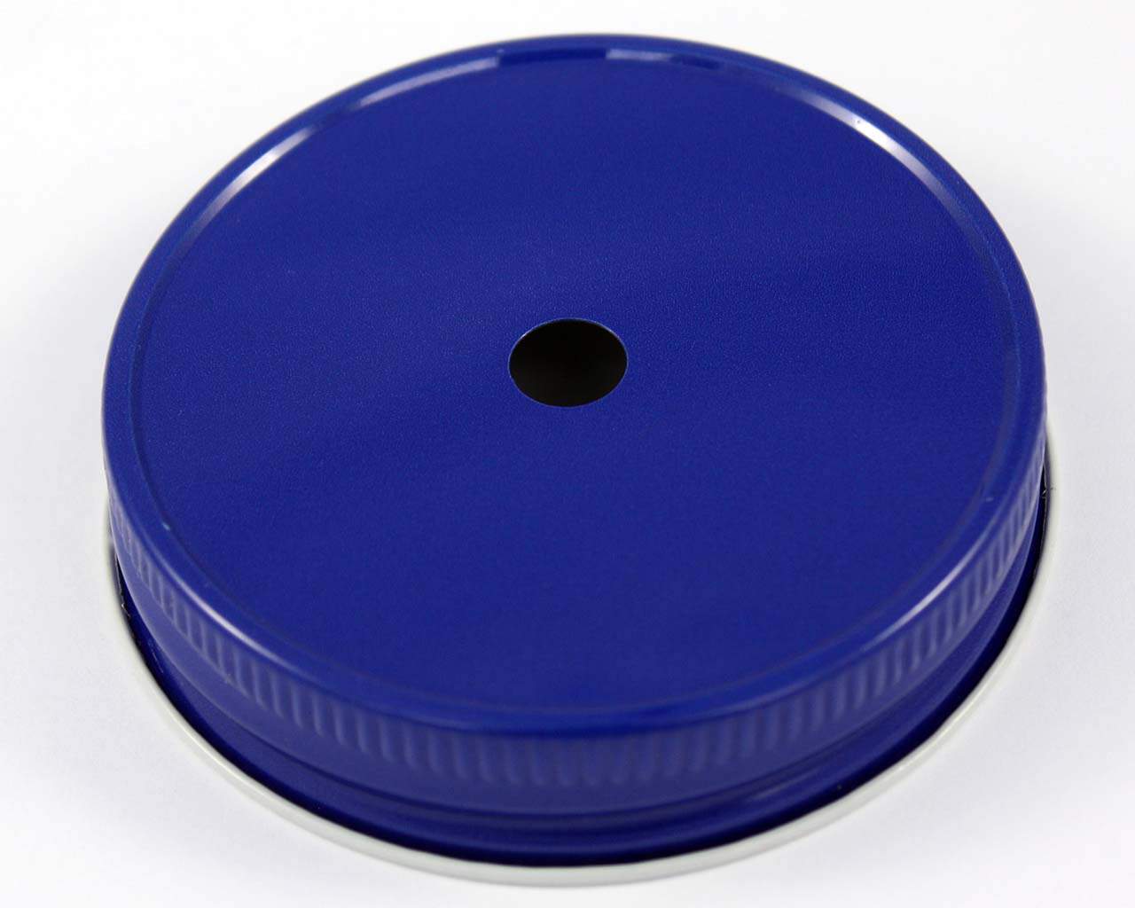Blue straw hole tumbler lid for regular mouth Mason jars