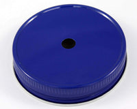 Blue straw hole tumbler lid for regular mouth Mason jars