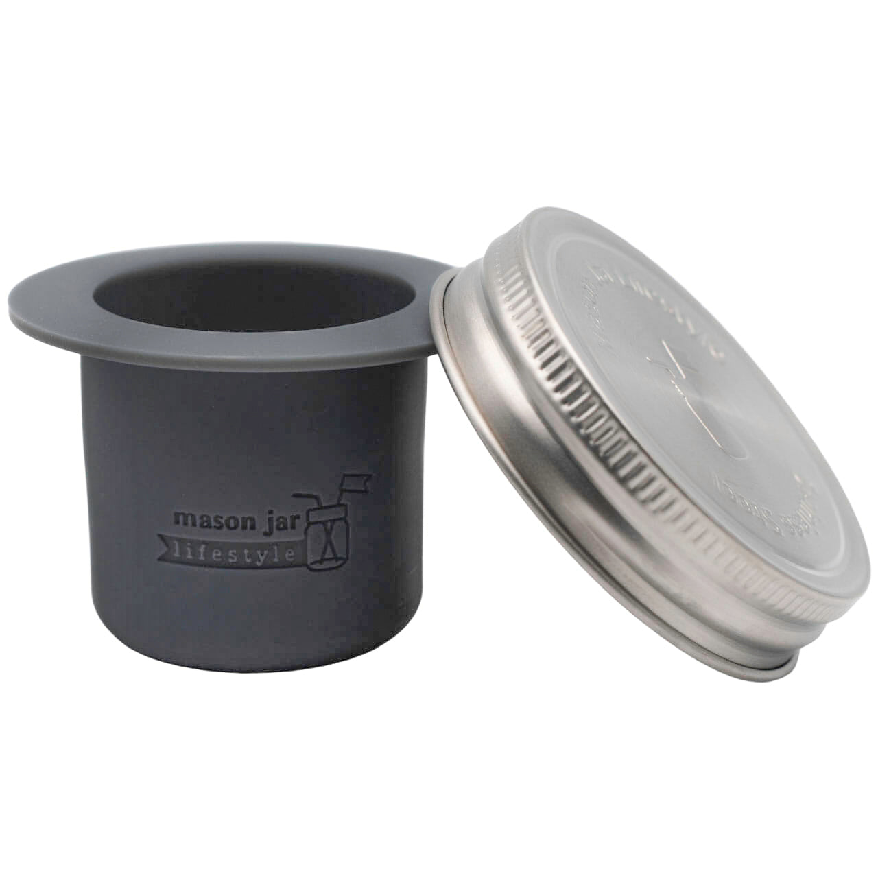 Regular mouth charcoal gray divider cup for Mason jars.