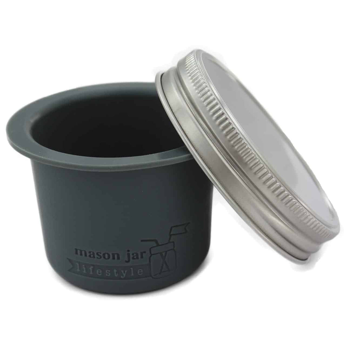 Charcoal gray lifestyle salad dip set wide mouth jars