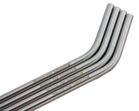 Close up of threading on 4 pack of thin bent stainless steel straws for pint Mason jars