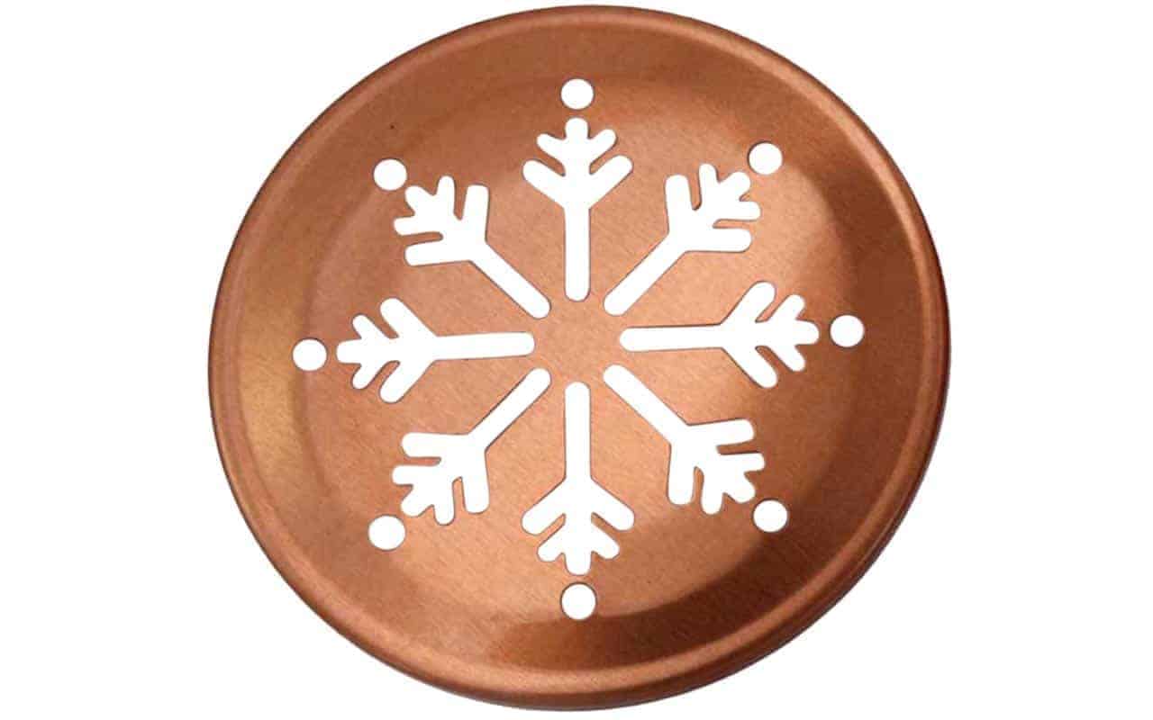 Snowflake Pattern Gold and Copper Lid Inserts for RM Mason Jars 10 Pack