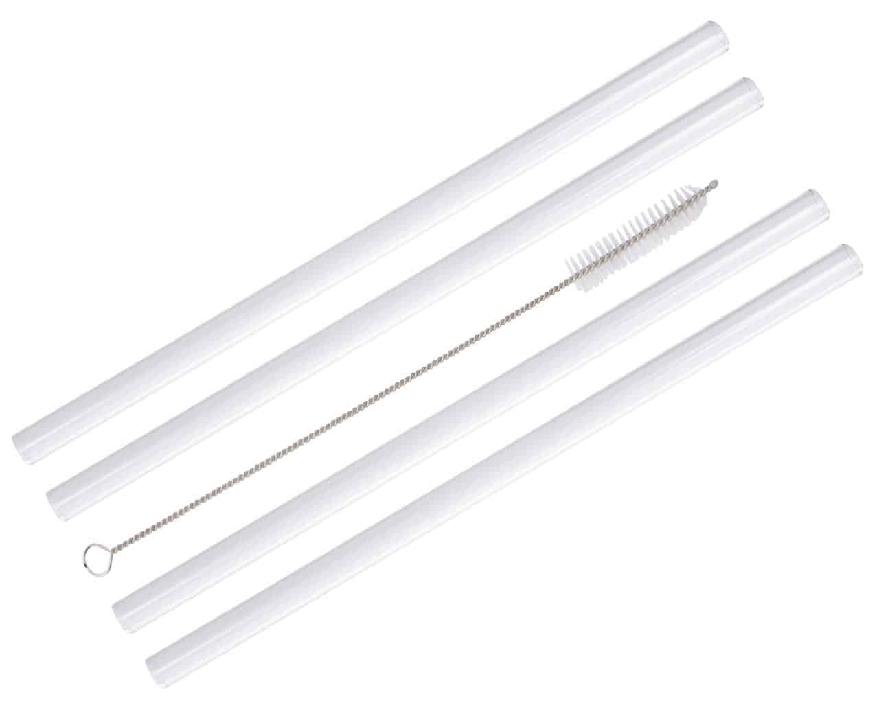 Extra long thick glass straws for half gallon Mason jars. 11.5" long, 9mm diameter. 4 pack + straw cleaner