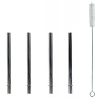 Extra Short 5" Safer Stainless Steel Straws for 12oz Thermos Funtainer, Small Glasses 4 Pack + Cleaning Brush