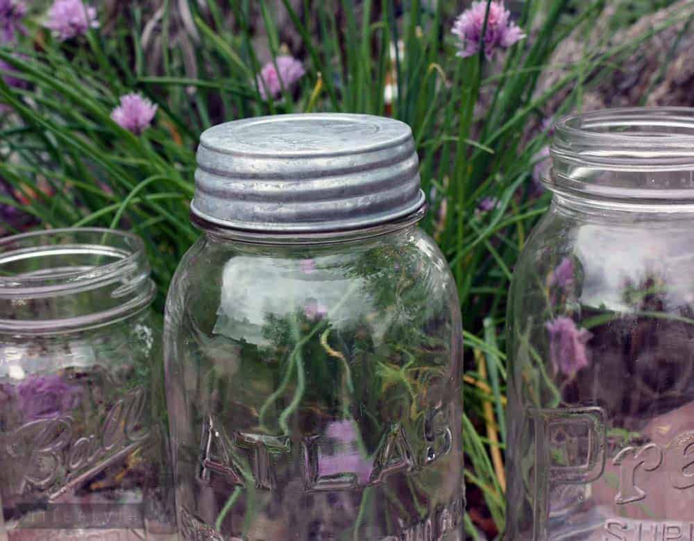 Galvanized vintage reproduction lid on Atlas Mason jar zoomed