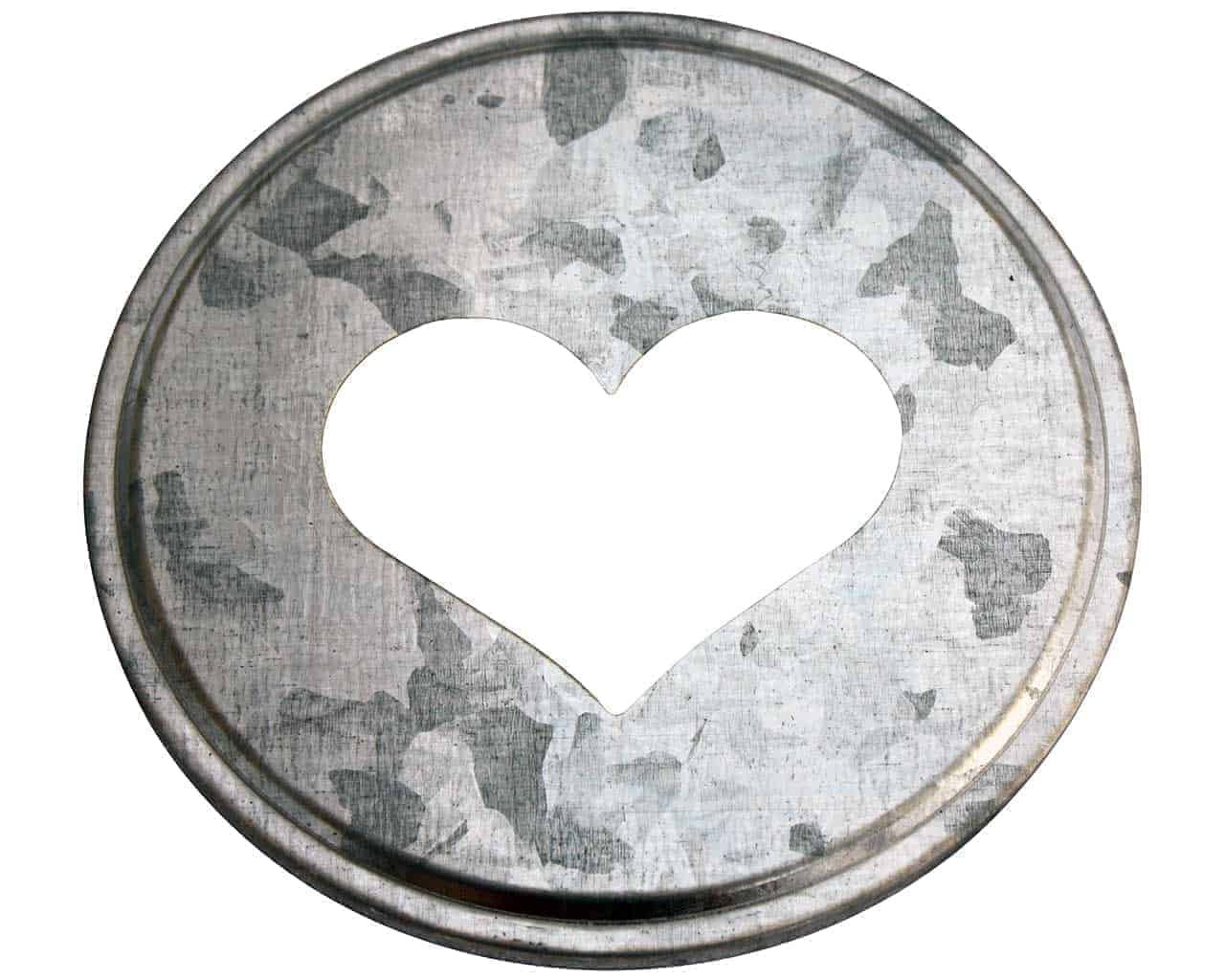 Heart Cutout Galvanized Metal Lid Inserts for Mason Jars 10 Pack