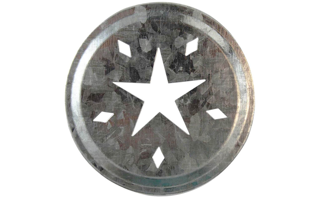 Galvanized Metal Star Cut-Out Lid Insert for Regular Mouth Mason Jars