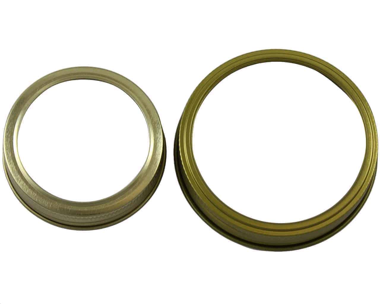 Gold bands rings for regular and wide mouth Mason jars