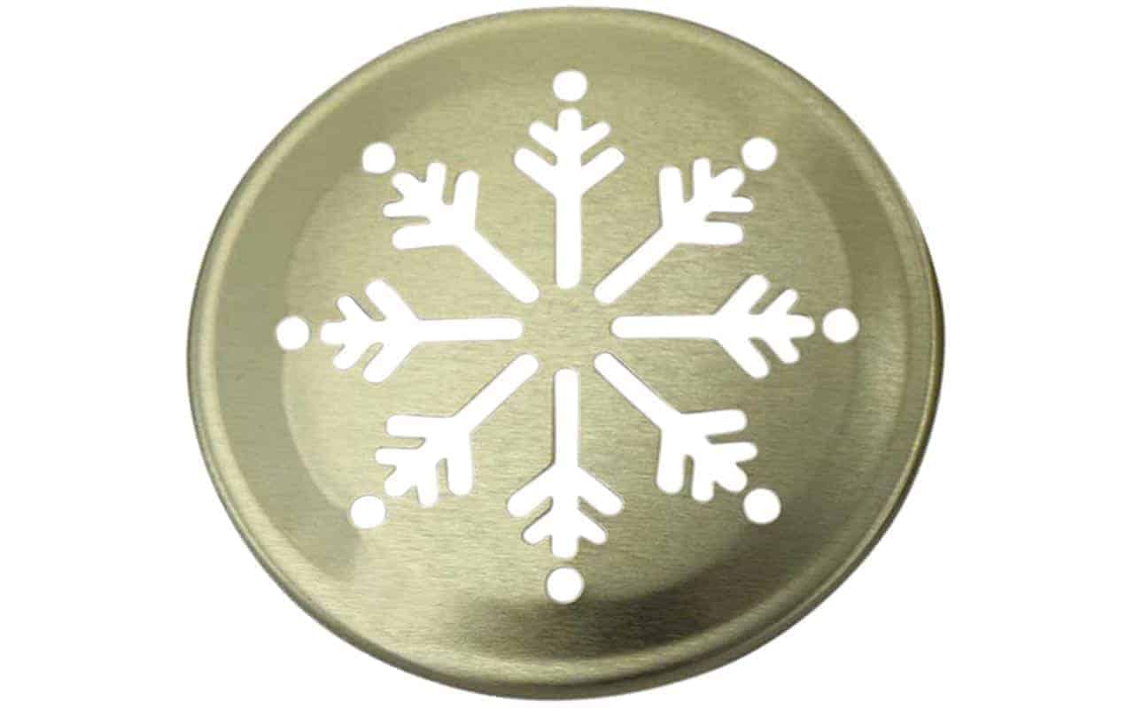 Gold snowflake lid insert for regular mouth Mason jars