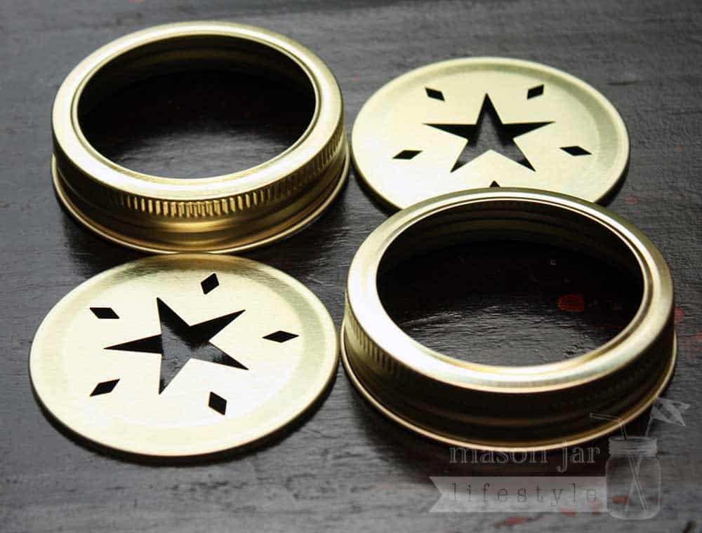 Star Pattern Gold or Copper Lid Inserts for Mason Jars 10 Pack
