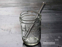 Thick glass smoothie straw in half pint Ball Mason jar