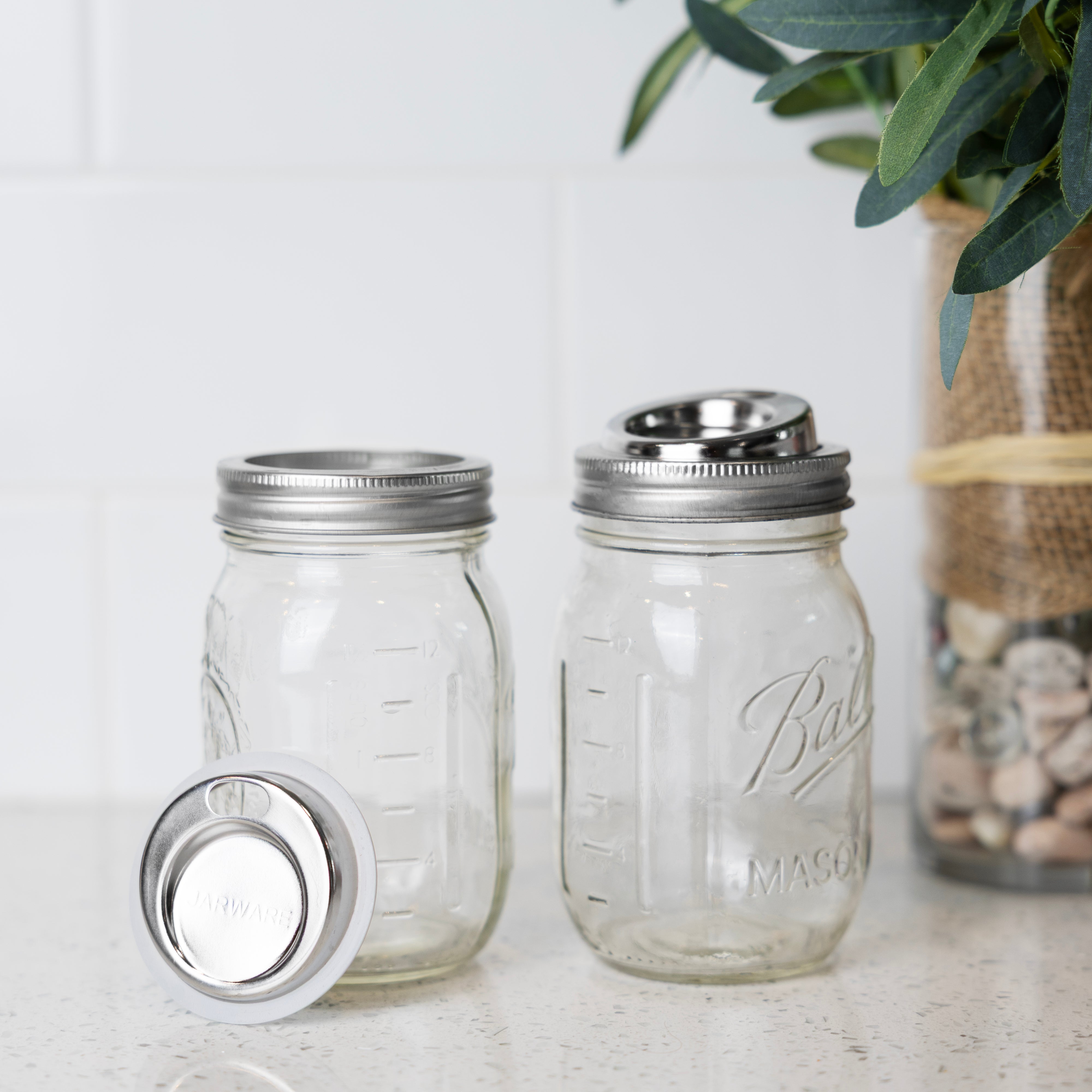 Jarware Stainless Steel Sip Lid Inserts for Regular Mouth Mason Jars