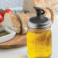 Jarware black oil cruet pour lid for regular mouth Mason jars with bread