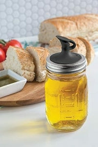 Jarware black oil cruet pour lid for regular mouth Mason jars with bread