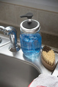 Jarware black plastic soap pump for regular mouth Mason jars on sink