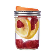 Jarware leak resistant fruit infusion drinking lid on wide mouth Mason jar