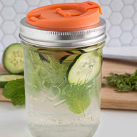 Jarware leak resistant fruit infusion drinking lid for wide mouth Mason jars