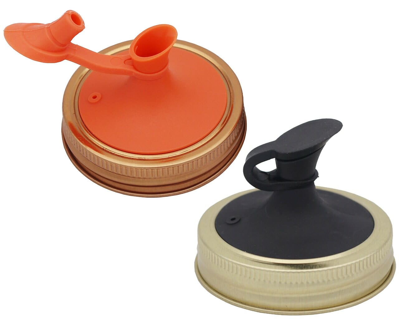 jarware-orange-black-oil-cruet-pour-lid-with-regular-mouth-mason-jar-lifestyle-gold-copper-bands-open-closed