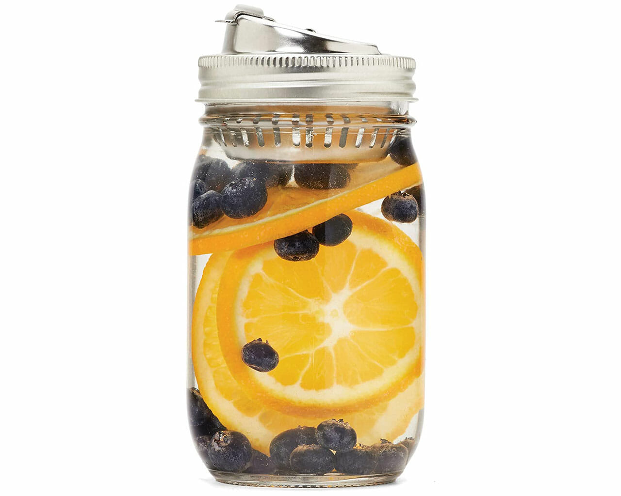 Jarware Stainless Steel Leak Resistant Fruit Infusion Drinking Lid for Mason Jars