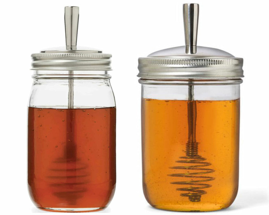 jarware stainless steel honey dipper for wide and regular mouth mason jars