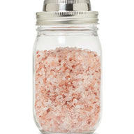 Jarware stainless steel spice shaker lid on pint Mason jar with pink Himalayan salt