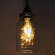 Mason Jar Dimmable Pendant Light Complete Kit with Hand Cut Jar