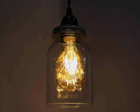 Mason Jar Dimmable Pendant Light Complete Kit with Hand Cut Jar