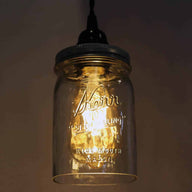 Mason Jar Dimmable Pendant Light Complete Kit with Hand Cut Jar