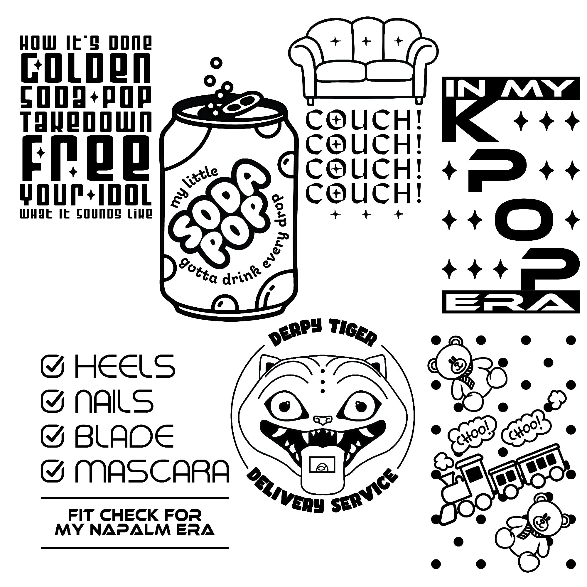 Kpop Demon Hunter inspired designs for laser engraved Mason jars.