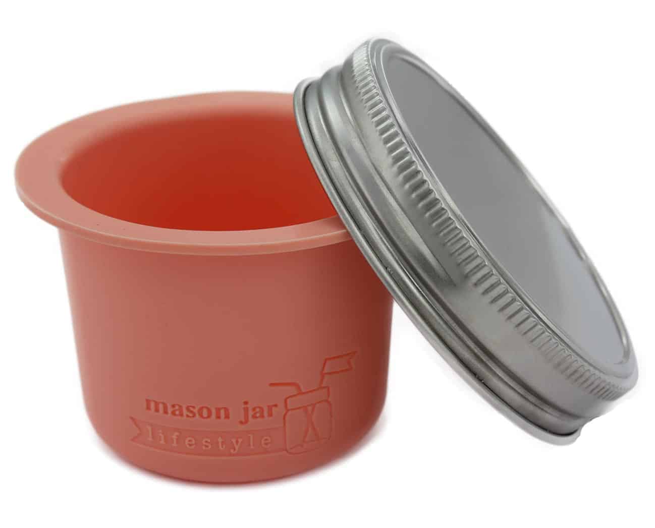 Mason Jar Divider Cup for Salads, Dips, and Snacks Light Coral / Wide Mouth