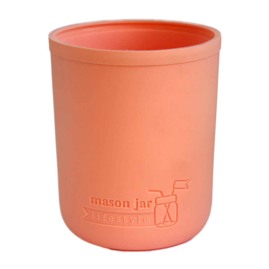 Coral pink sleeve for 16oz wide mouth Mason jars.