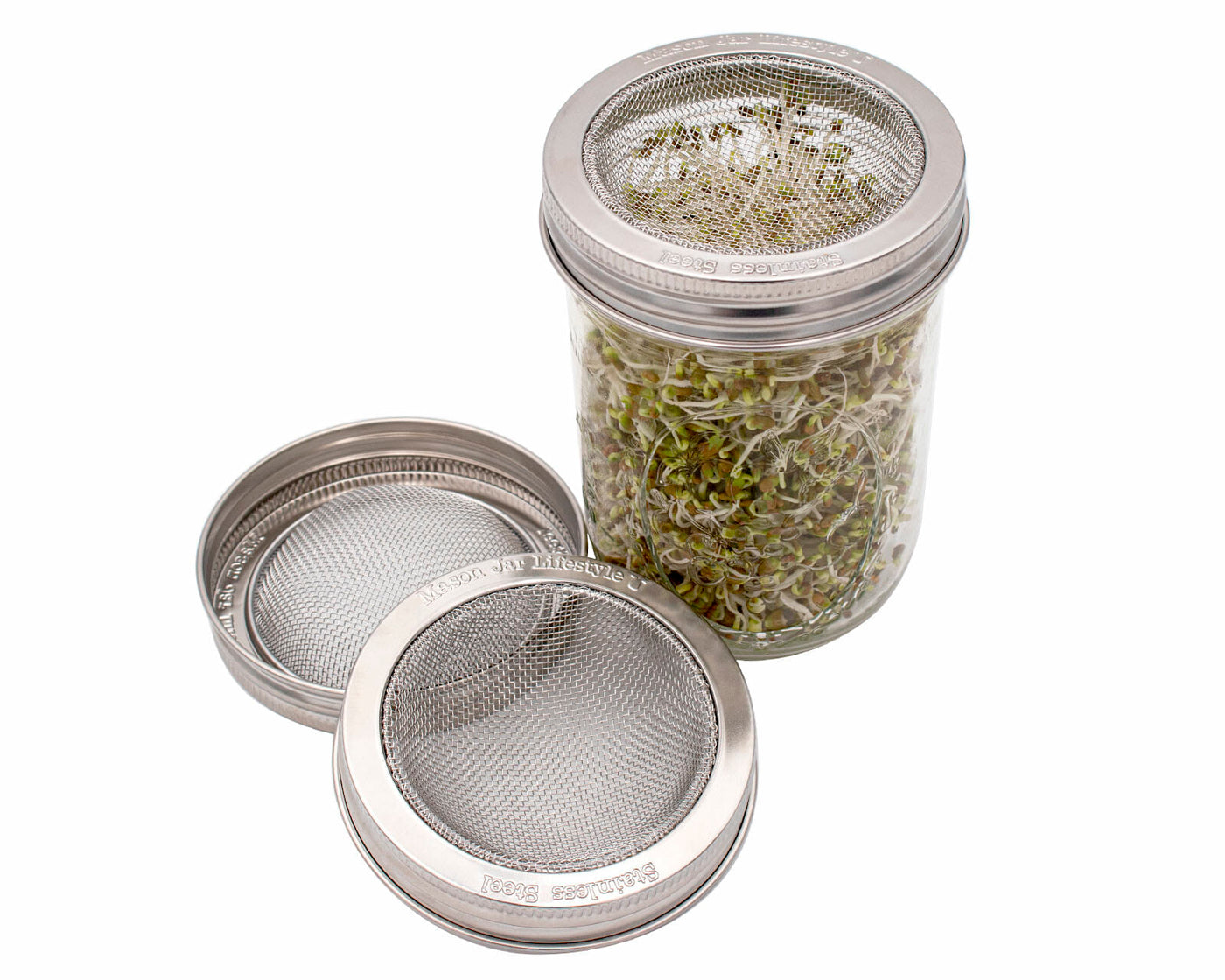 one piece wide mouth stainless steel sprouting lids