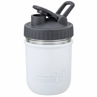 16oz Ball wide mouth mason jar sports bottle with Frost silicone sleeve and Charcoal Gray carry loop lid