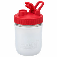 16oz Ball wide mouth mason jar sports bottle with Frost silicone sleeve and Cherry Red carry loop lid