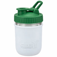 16oz Ball wide mouth mason jar sports bottle with Frost silicone sleeve and Leaf Green carry loop lid