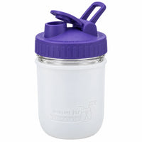 16oz Ball wide mouth mason jar sports bottle with Frost silicone sleeve and Ultra Violet carry loop lid