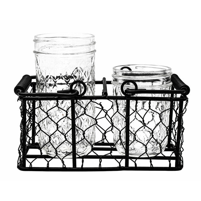 Chicken Wire Caddy for 2 Half Pint 8oz Mason Jars