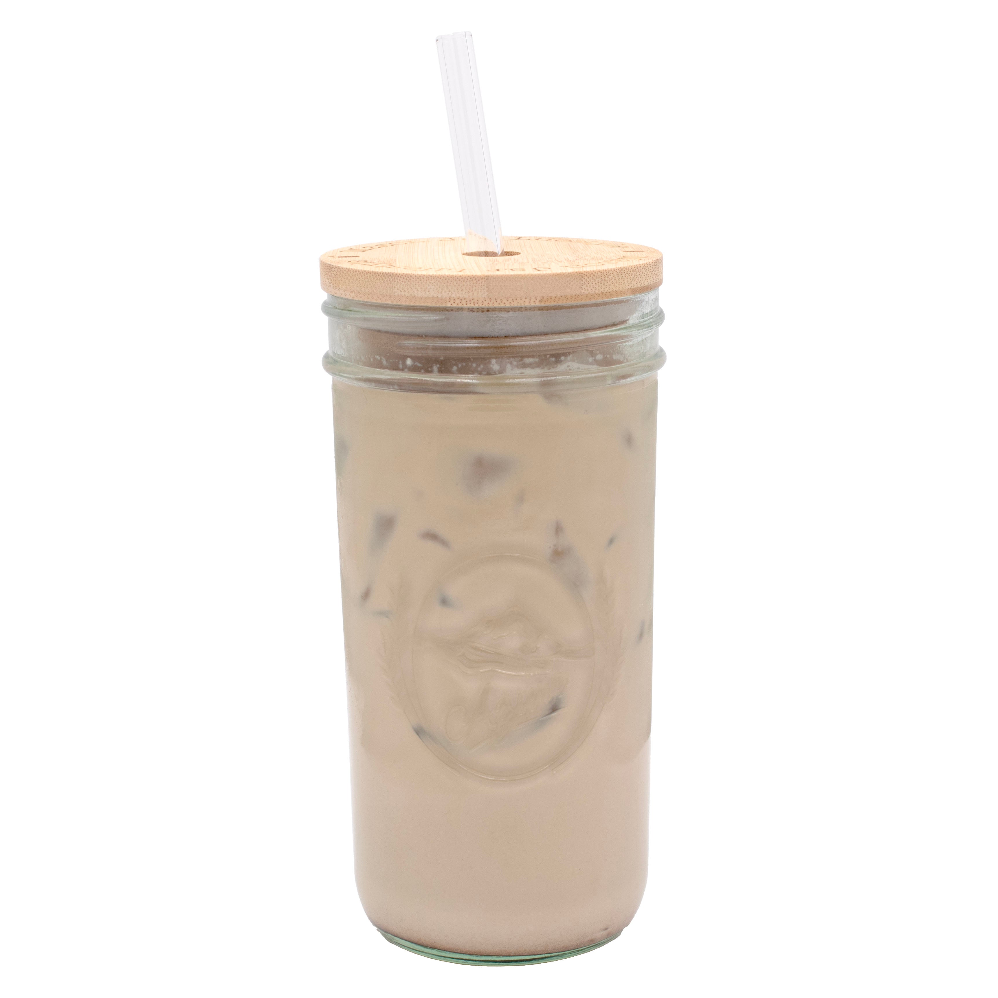 Pint & Half 24oz Glass Water Bottle with Bamboo Lid Travel Tumbler