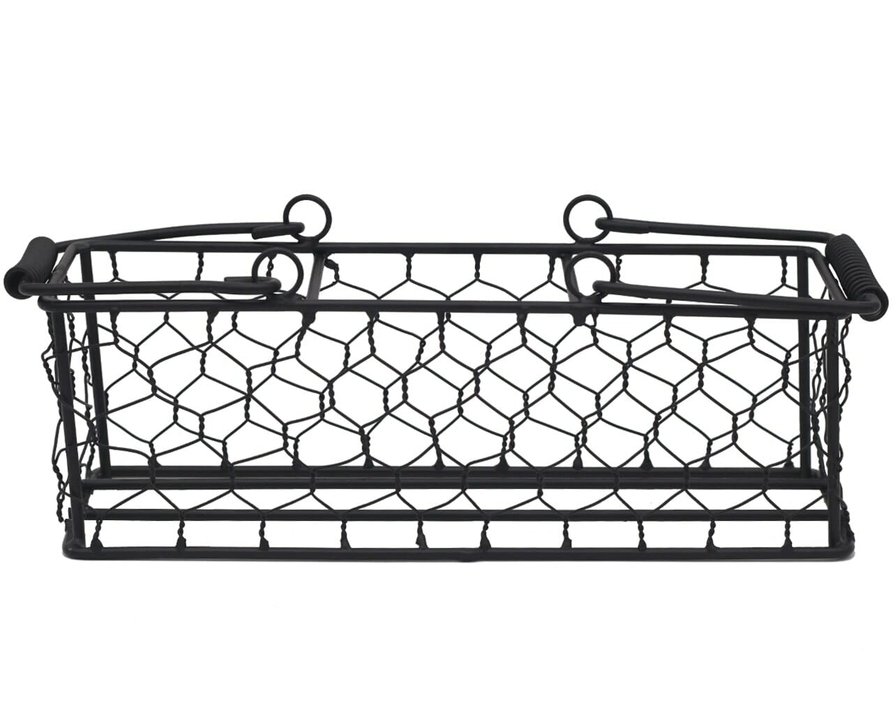 Black Painted Steel Chicken Wire Caddy for Three Pint Jars