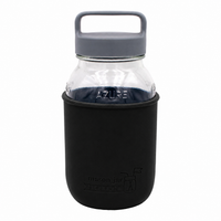 32oz quart glass water bottle black azure jar gray canister lid product on white