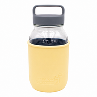 32oz quart glass water bottle butter yellow azure jar gray canister lid product on white